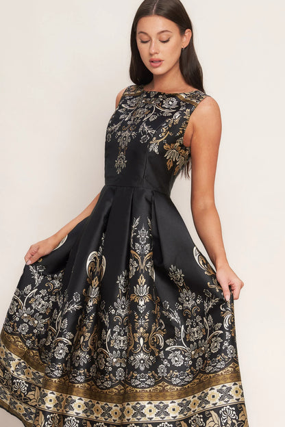 BAROQUE SPELL BLACK MIDI DRESS