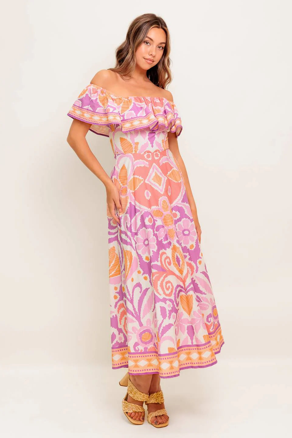LILAH LAVENDER MIDI DRESS