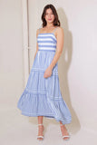 ANYTHING IS POSSIBLE MIDI DRESS BLUE WHITE
