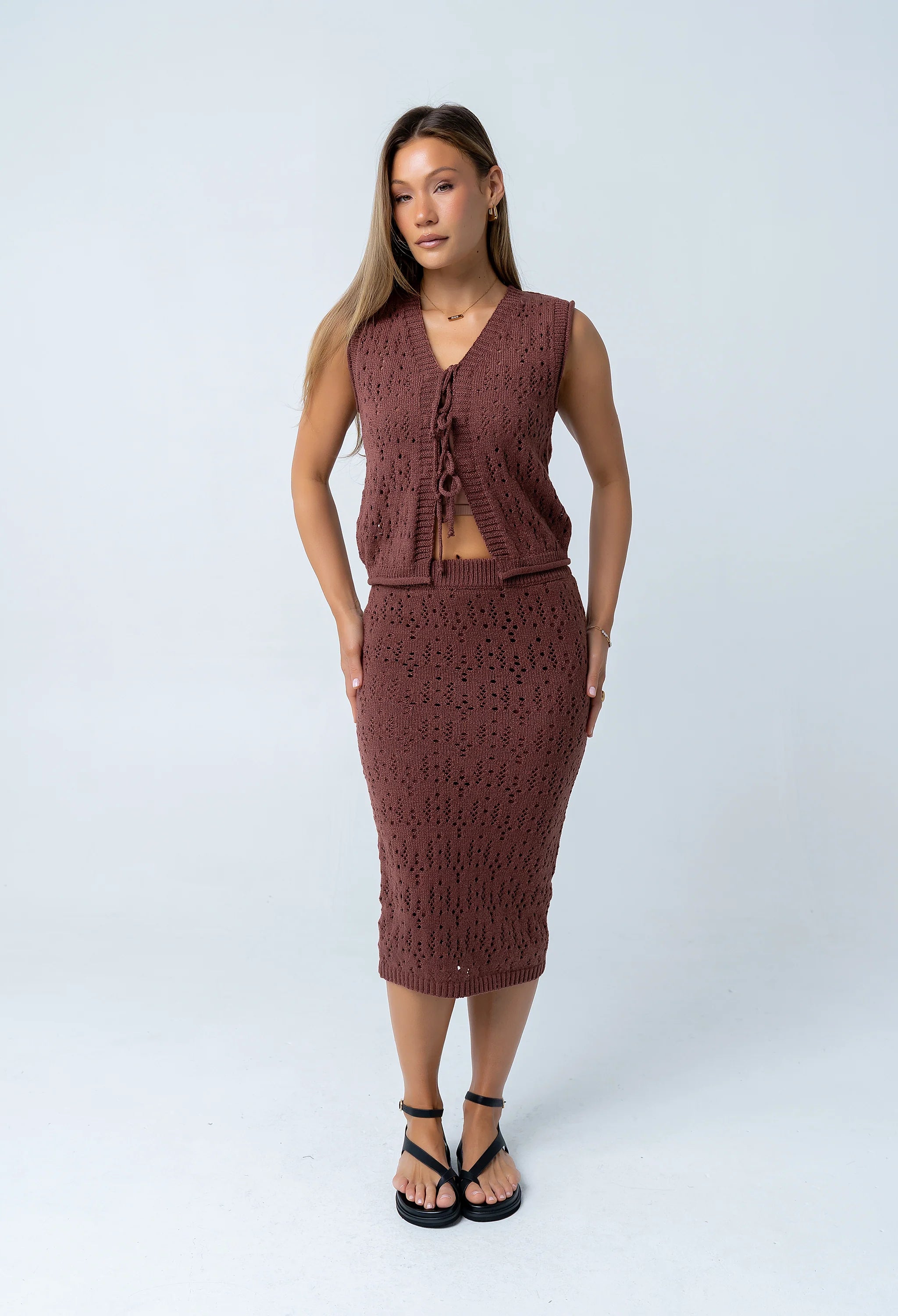 Joana Knit Skirt in Marsala