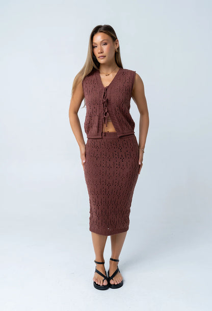 Joana Knit Skirt in Marsala