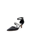 Pointed Toe Rhinestone Ankle Straps High Heels