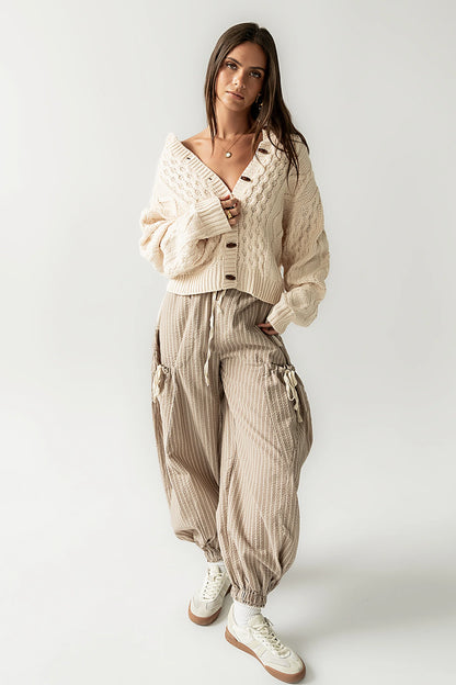 Noah Cable Knit Cardigan in Cream FINAL SALE