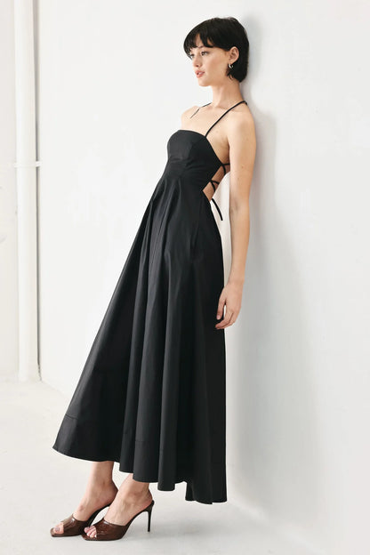 PURE LINE OPEN BACK MIDI DRESS