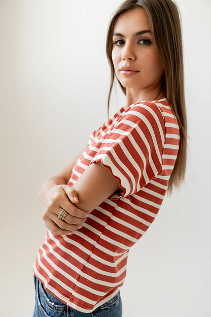 Walker Scalloped Top in Marsala