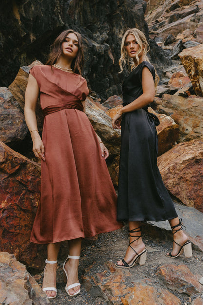 Rosalind Midi Dress in Rust FINAL SALE