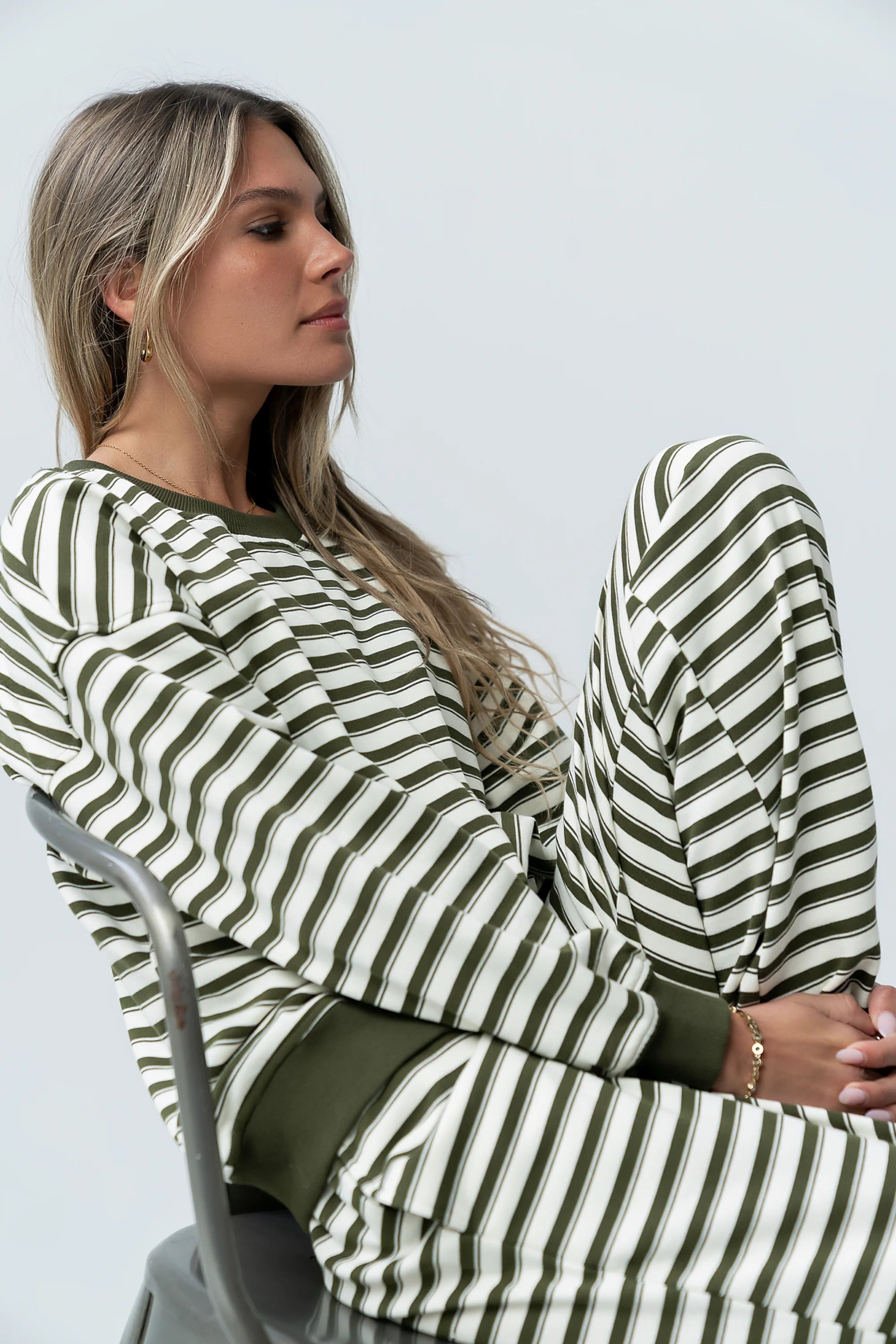 Taya Striped Sweater in Olive FINAL SALE