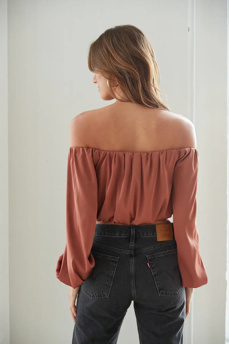 Laylah Long Sleeve Satin Top