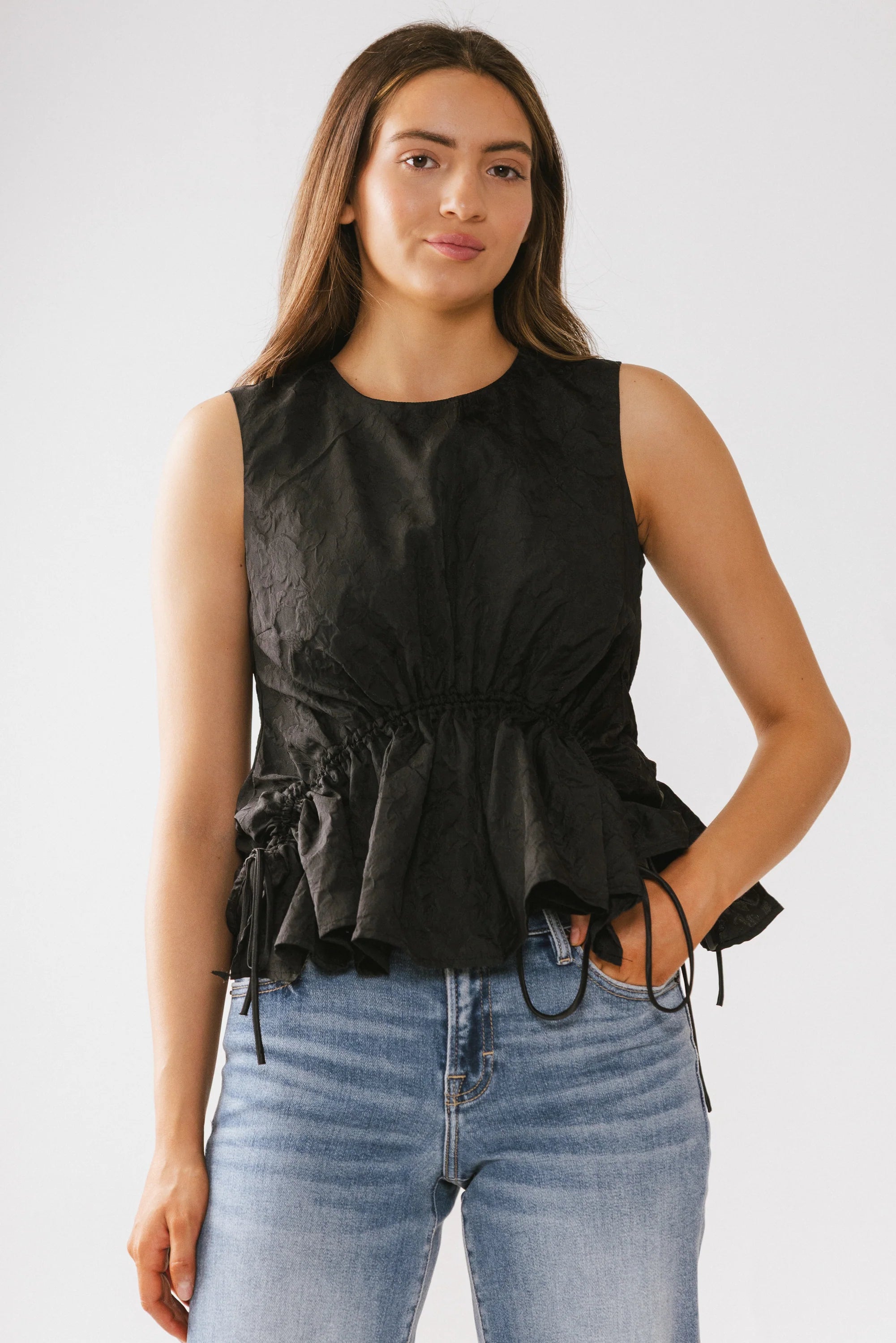 Miranda Textured Blouse in Black FINAL SALE