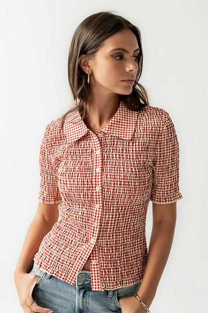 Connie Gingham Blouse in Red FINAL SALE