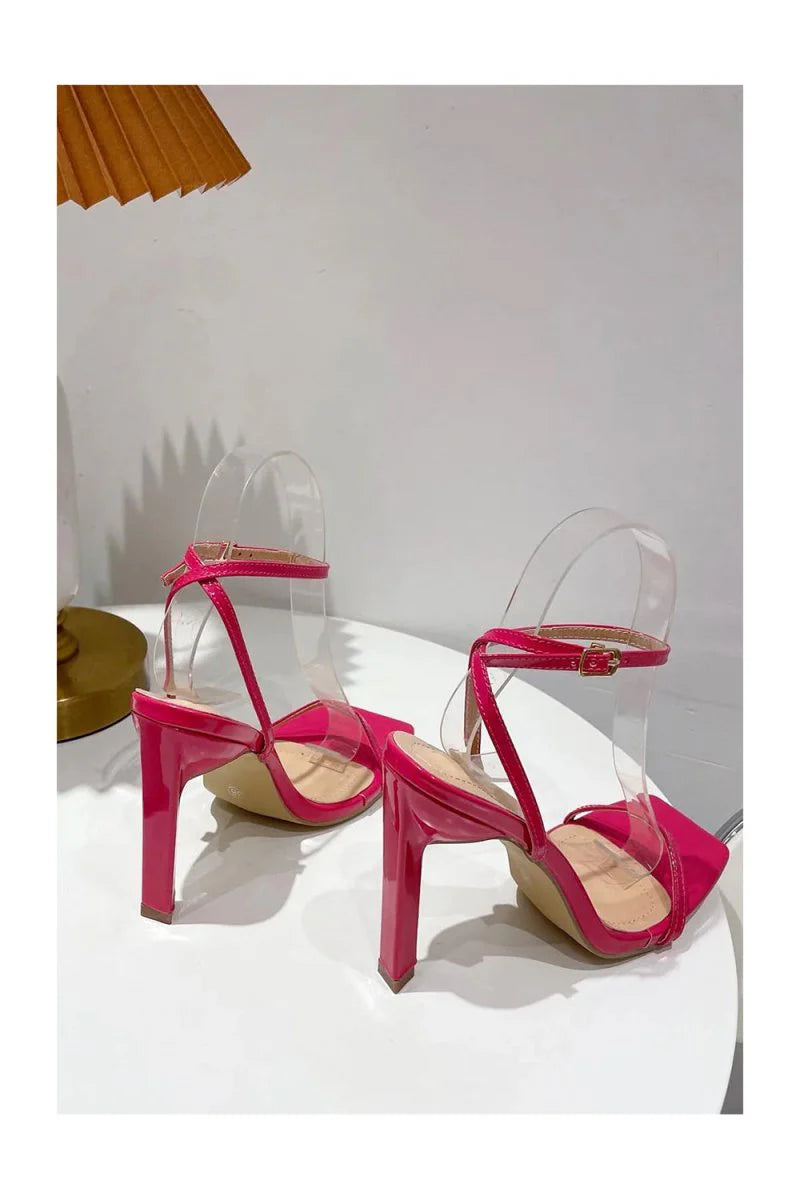 One Word with Square Head Thick High Heels