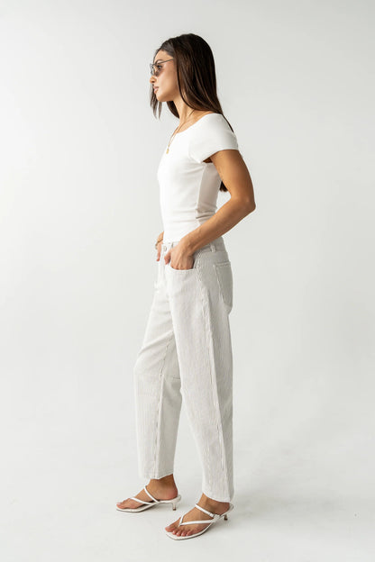 Tilly Striped Barrel Jeans