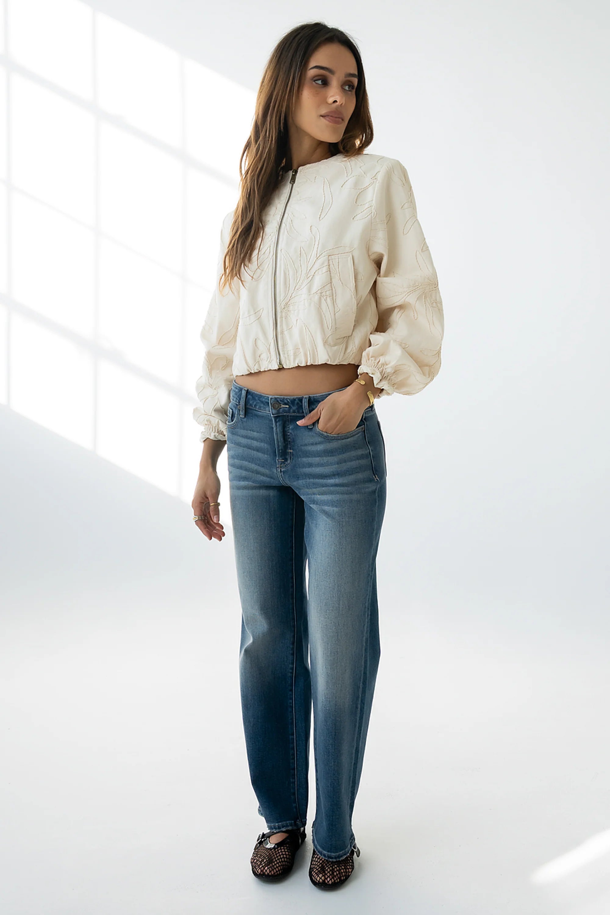 Sidney Embroidered Jacket in Cream