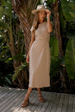 Vaeda Ribbed Tie Dress in Tan FINAL SALE