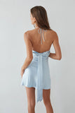 Arella Halter Satin Mini Dress