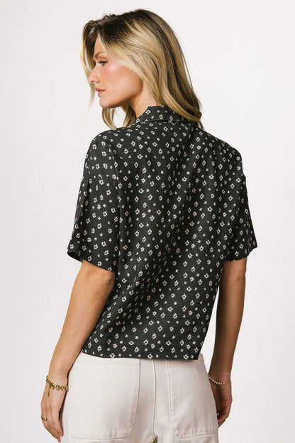 Xiomara Floral Button Up in Black FINAL SALE