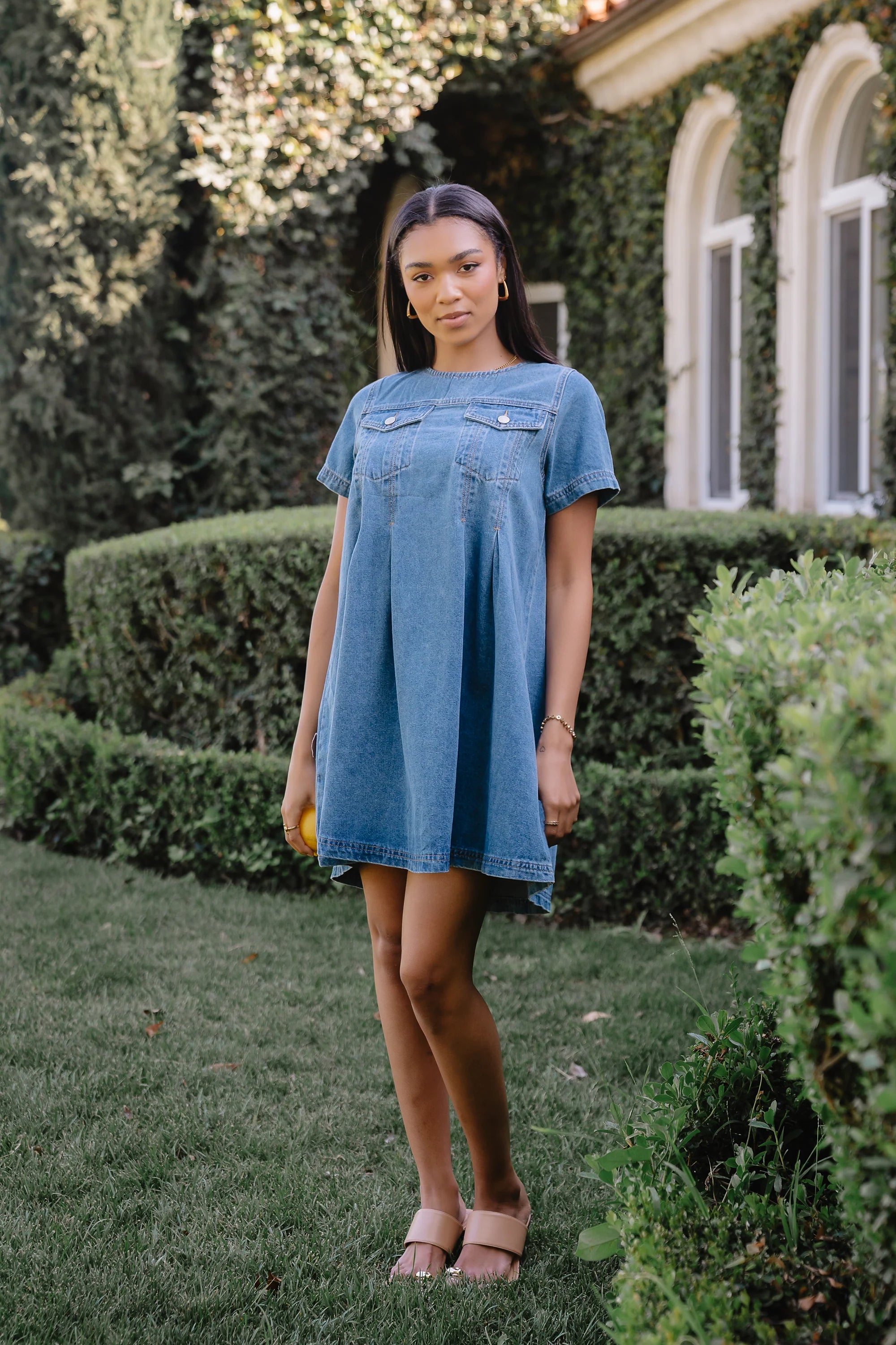 Zalara Denim Baby Doll Dress