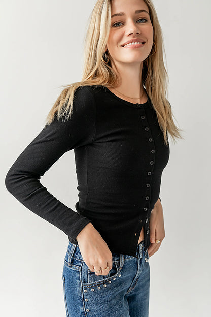 Mia Button Up Top in Black FINAL SALE