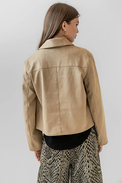 Aden Suede Jacket in Khaki FINAL SALE