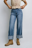 Jade Cuffed Wide Leg Jeans in Medium Wash FINAL SALE