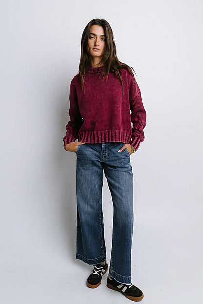 Payton Knit Sweater in Burgundy FINAL SALE