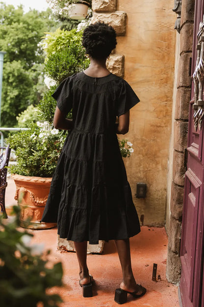 Neve Textured Midi Dress in Black FINAL SALE