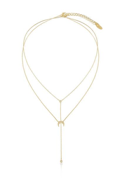 Dainty Layered Crescent Moon Necklace Set