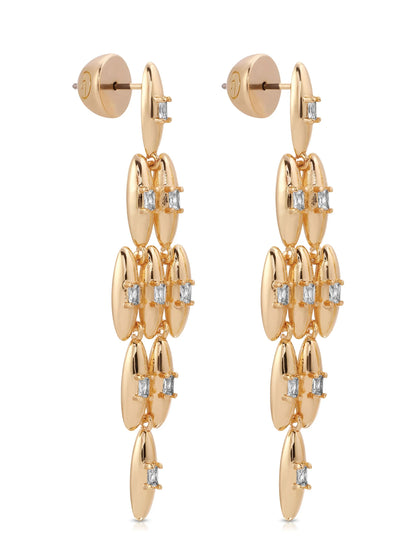 Oval Dome Baguette Dangle Earrings