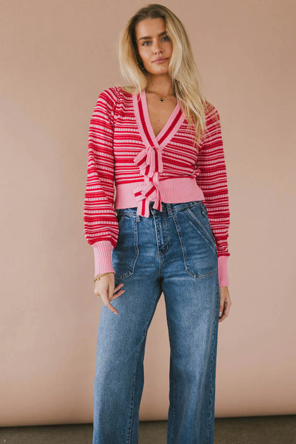 Kiara Striped Cardigan in Pink FINAL SALE