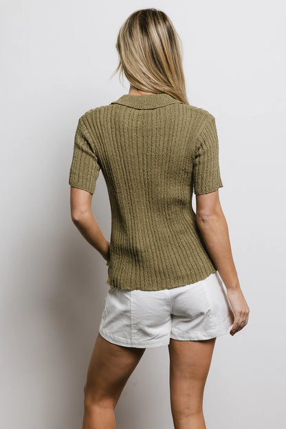 Millie Knit Sweater Top in Olive FINAL SALE
