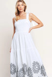 WHISPERS OF SUMMER BLACK WHITE MIDI DRESS