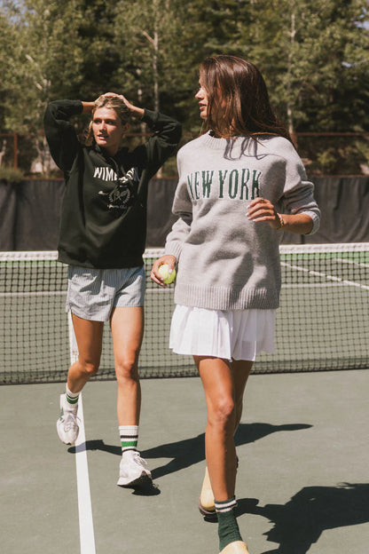 New York Crew Neck Sweater in Grey FINAL SALE