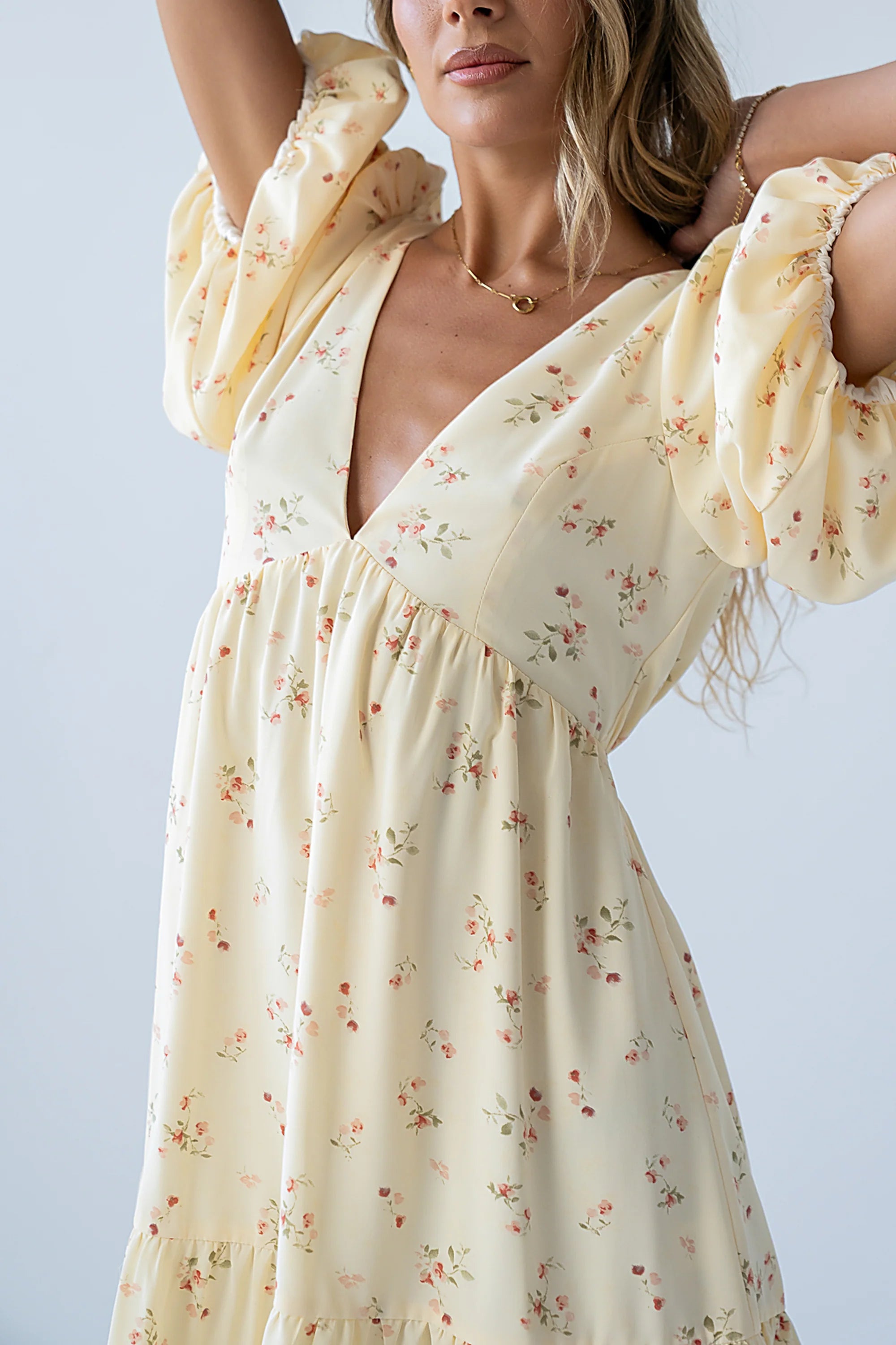 Lizzy Floral Mini Dress in Yellow FINAL SALE