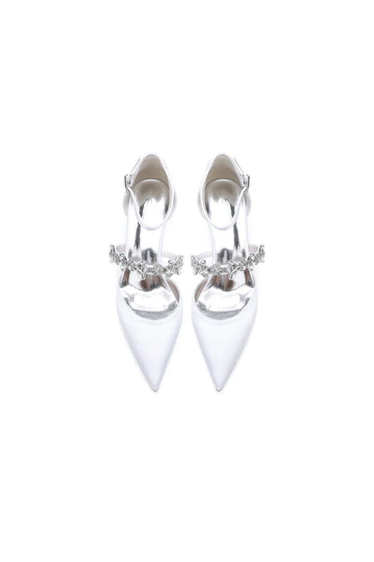 Pointed Toe Rhinestone Ankle Straps High Heels