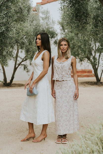 Ariel Embroidered Midi Dress