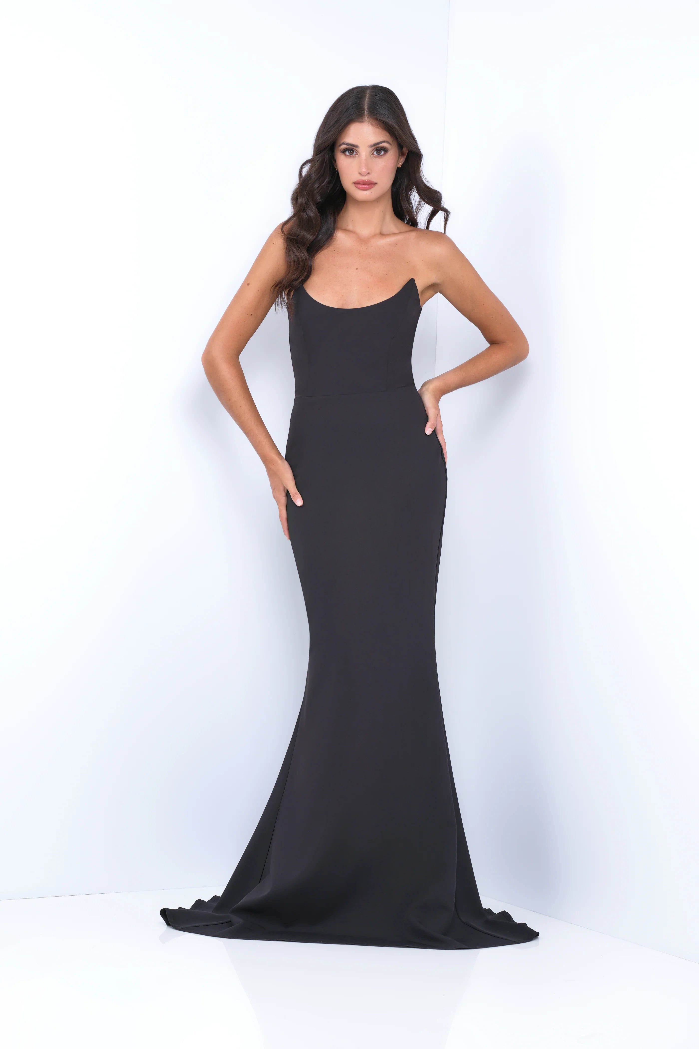 Daris Gown Black Cat Eye Scoop Neckline Dress