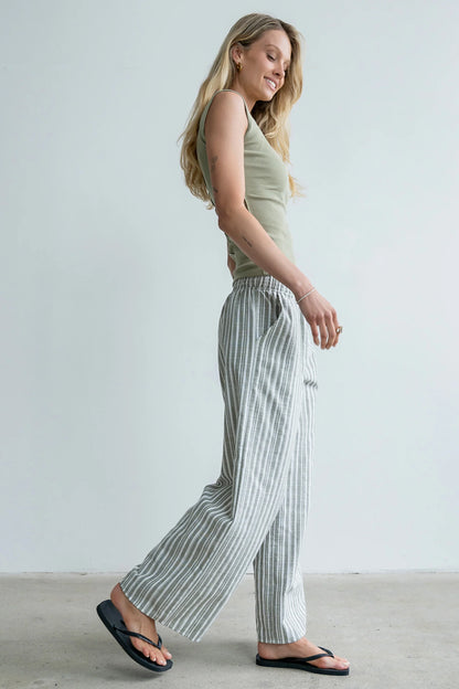 Indiana Striped Pants in Olive