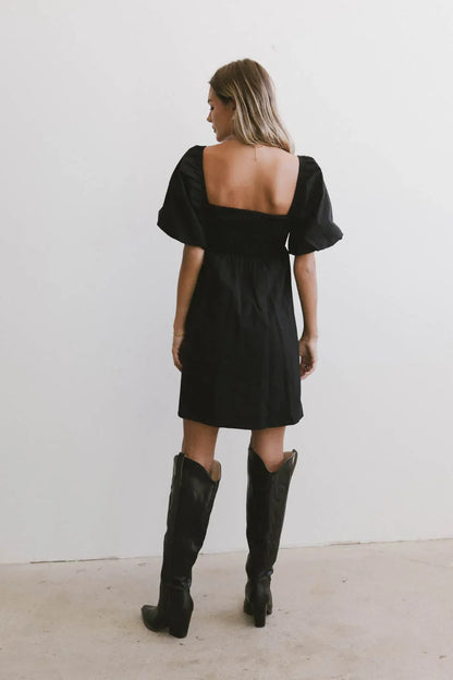 Dinah Pleated Mini Dress in Black FINAL SALE