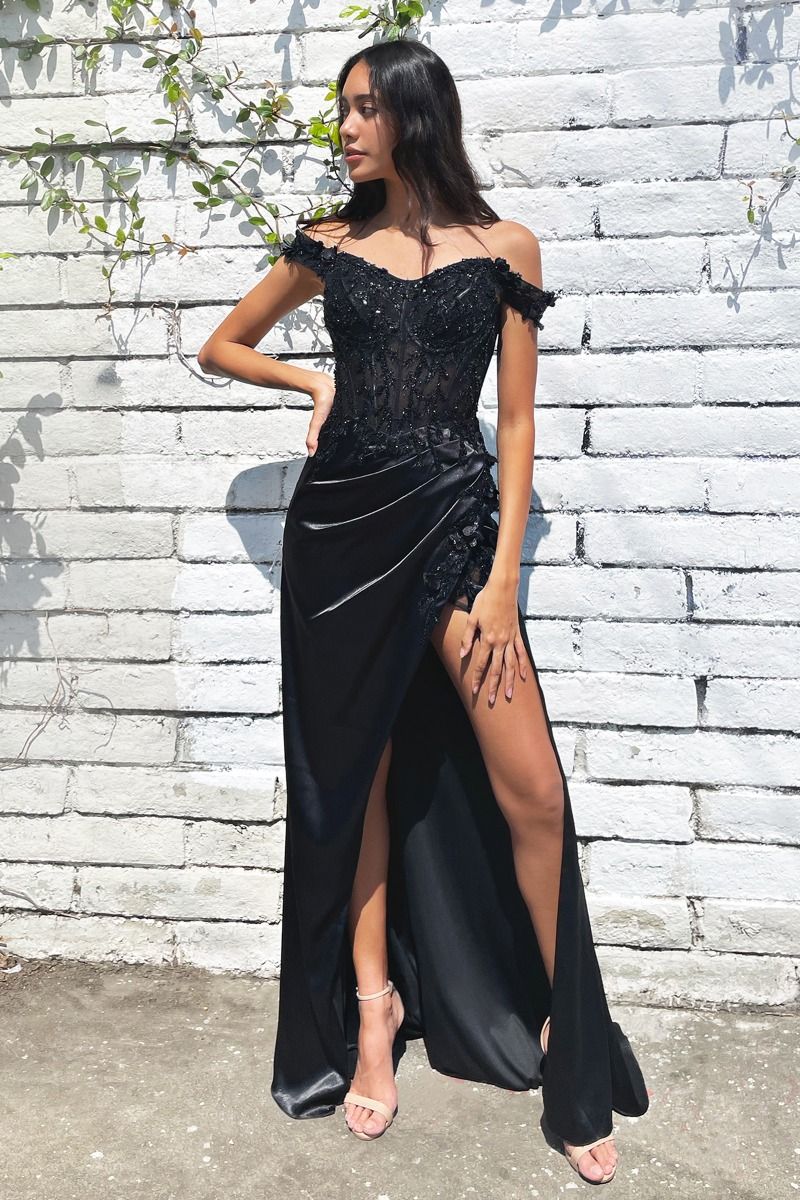 Rosaline Gown Floral Detail Off The Shoulder Dress