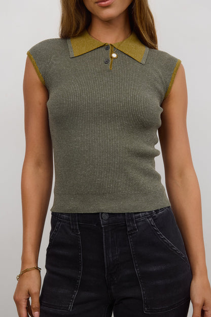 Becca Ribbed Top in Olive FINAL SALE