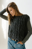 Rebecca Cable Knit Vest in Charcoal FINAL SALE