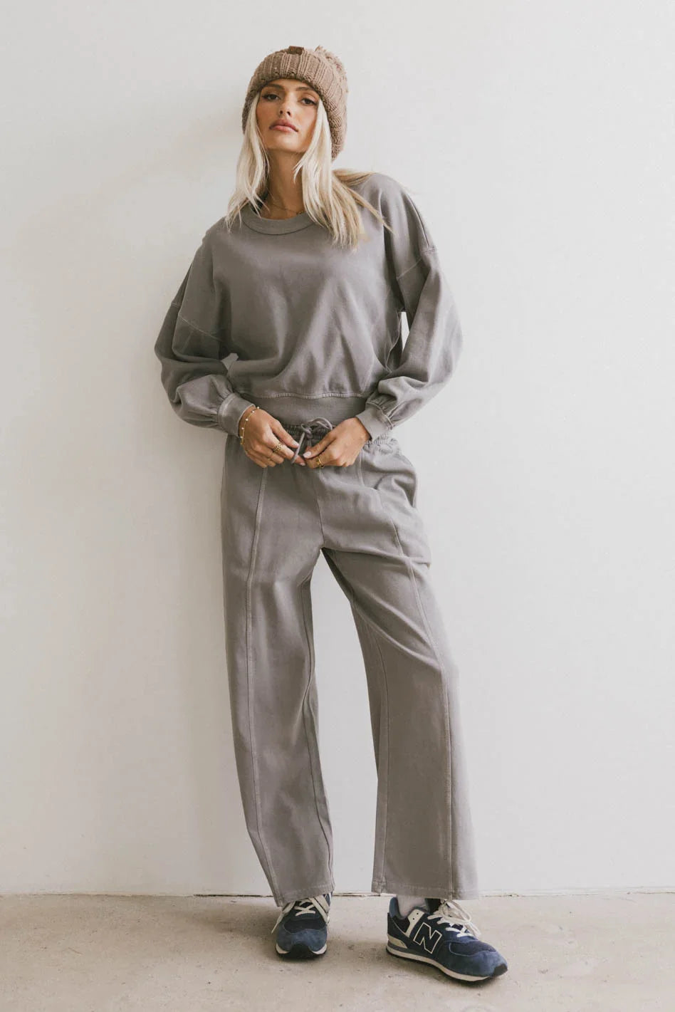 Sutton Exposed Seam Crewneck in Grey FINAL SALE