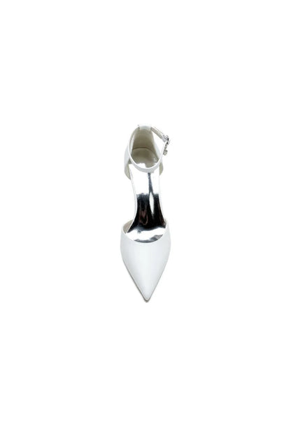 Pointed Toe Sexy Ankle Strap White Satin Wedding Shoes