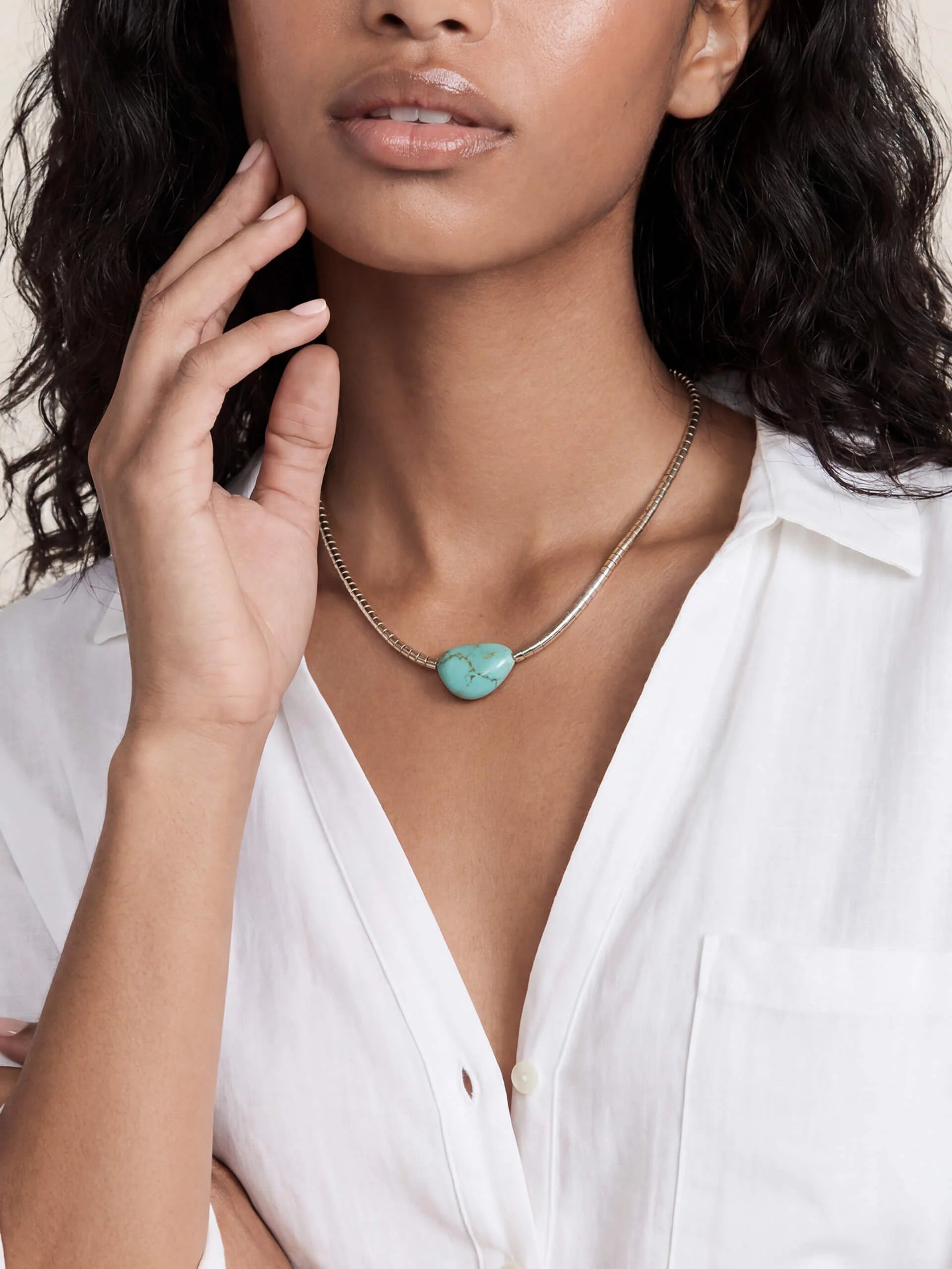 Beaded Turquoise Nugget Necklace