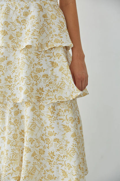 Everlee Bustier Tiered Maxi Dress