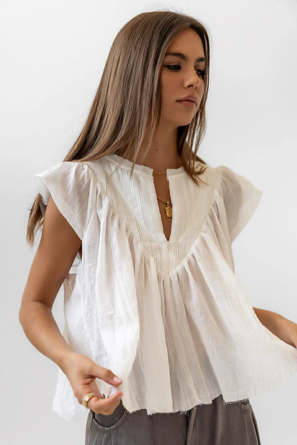 Leia Blouse in Cream FINAL SALE