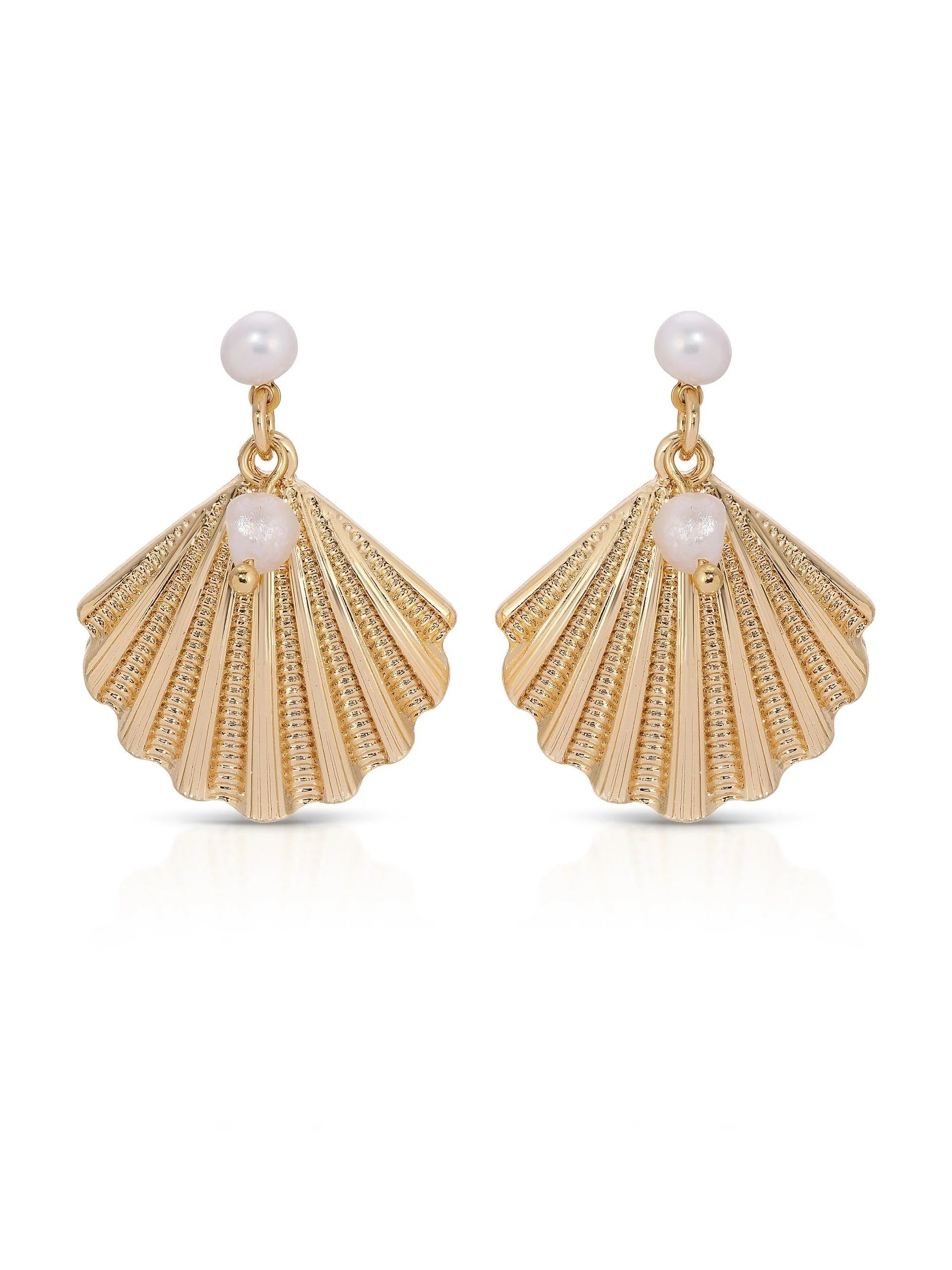 Scallop Shell and Pearl Earrings
