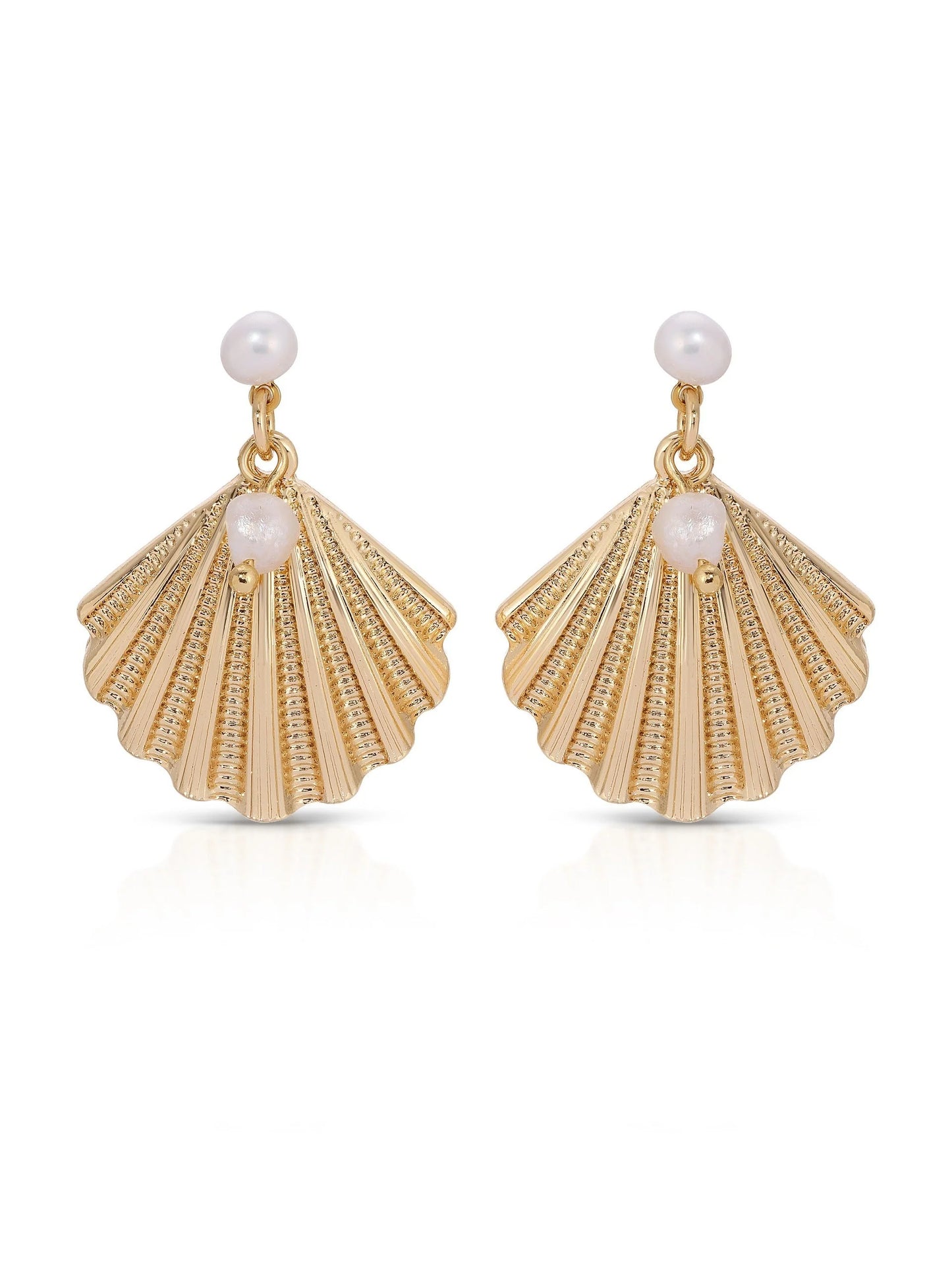 Scallop Shell and Pearl Earrings