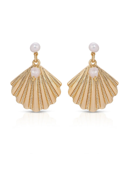 Scallop Shell and Pearl Earrings
