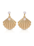 Scallop Shell and Pearl Earrings
